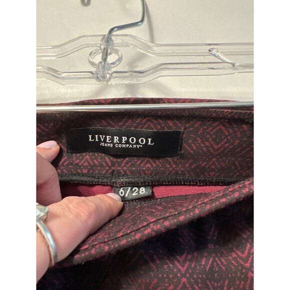 Liverpool Port Wine Patterned Pencil Skirt With Zipper Pockets Womens Size 6 - Picture 4 of 7